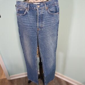 Reformation Jeans Cynthia Womens 25 Blue Straight Button Fly High Rise Cropped